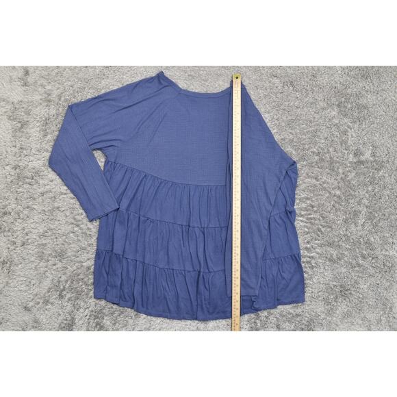 Torrid Blue Plus Size 3 Polyester Blouse - Preowned Flared Long Sleeve Stretch - Picture 6 of 9